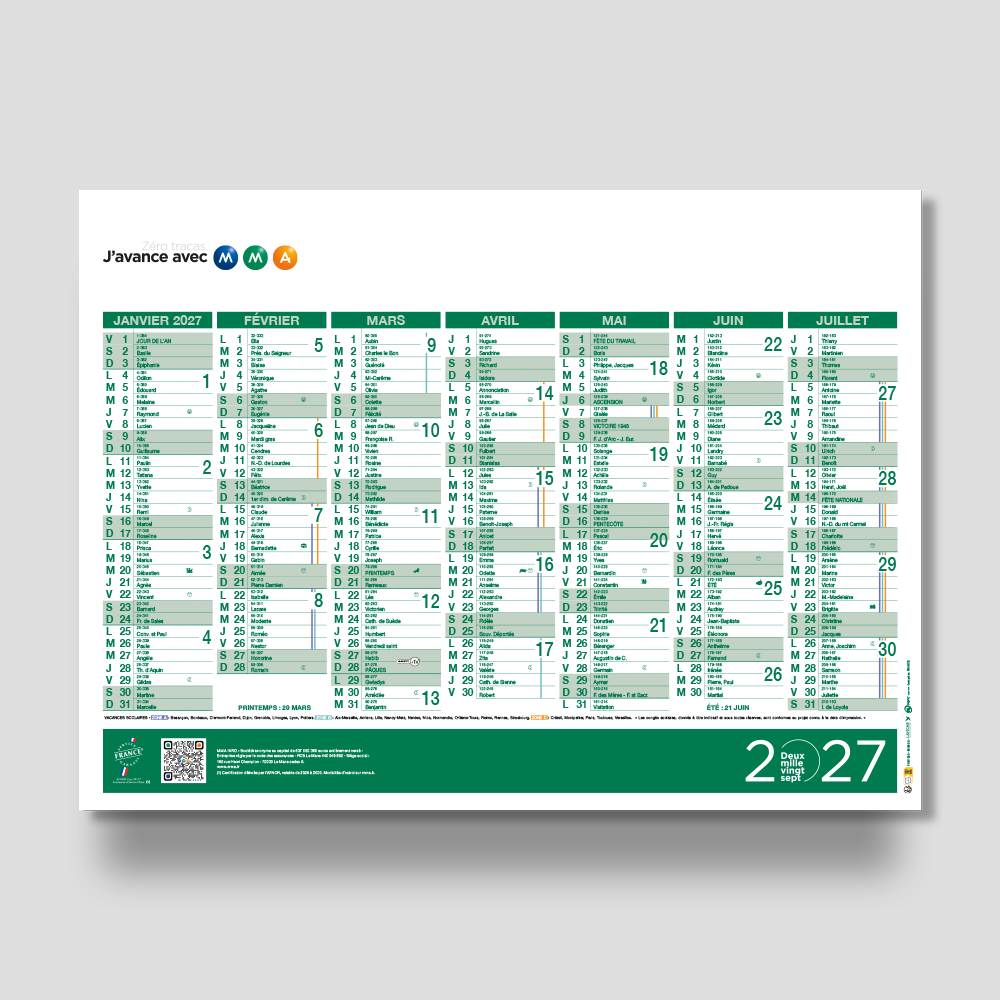 Calendrier Banque PUB1200 personnalisé