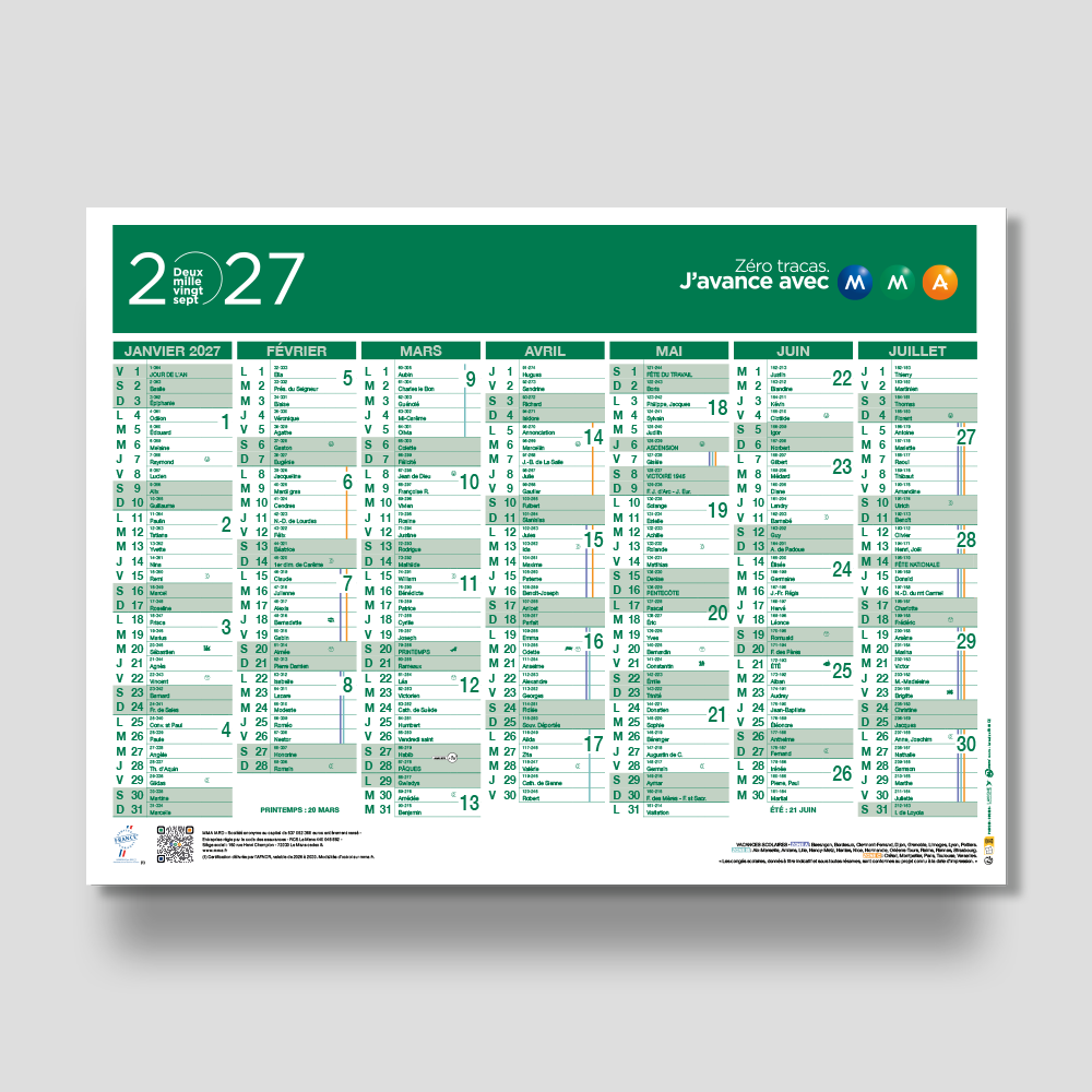 Calendrier Banque PUB1200 neutre